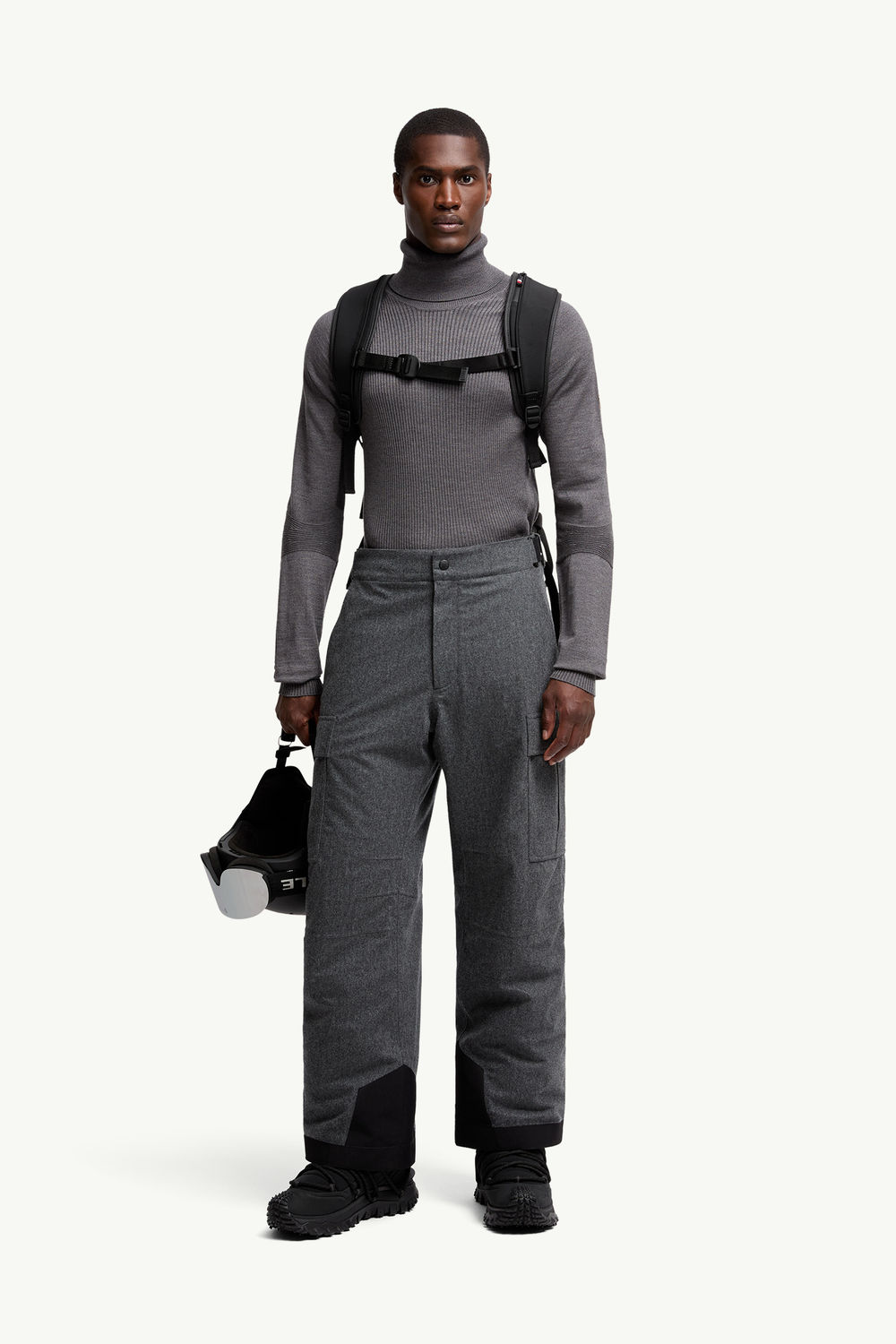 Wool Polo Neck Jumper Men Gray Moncler 0