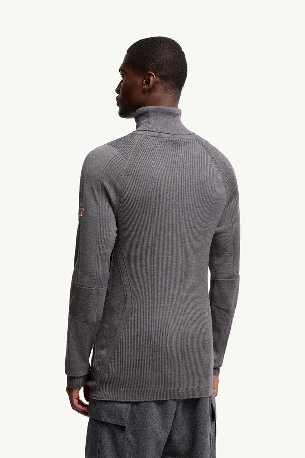 Wool Polo Neck Jumper Men Gray Moncler 4