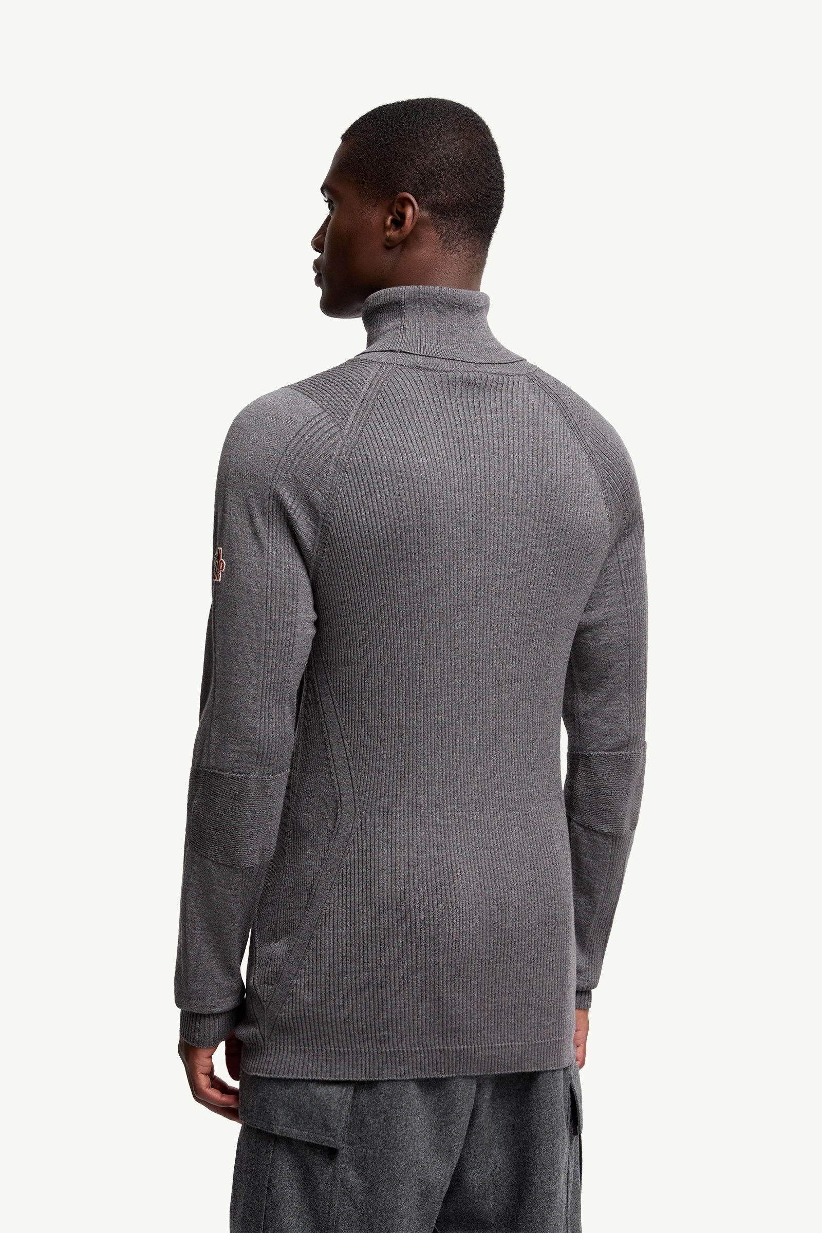 Wool Polo Neck Jumper Men Gray Moncler 4