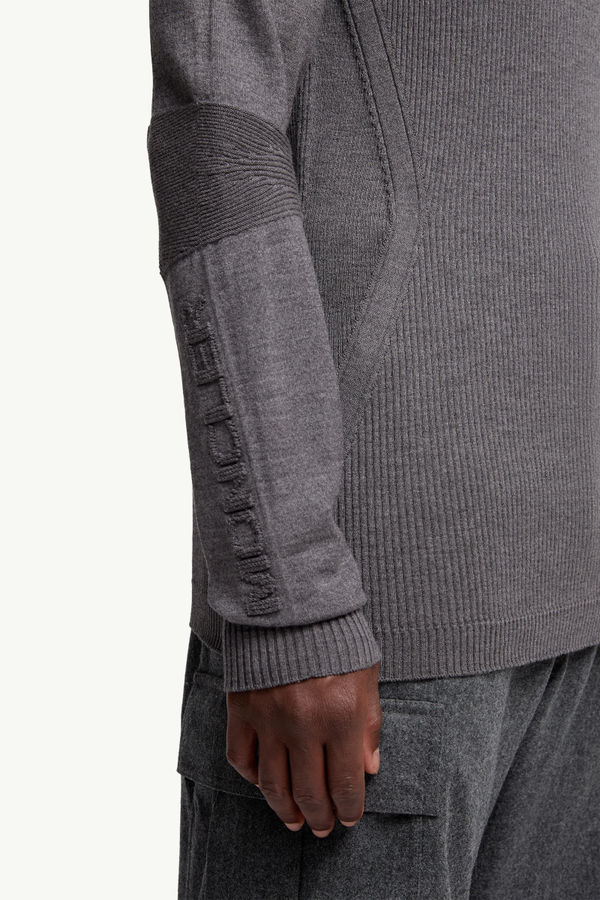 Wool Polo Neck Jumper Men Gray Moncler 5