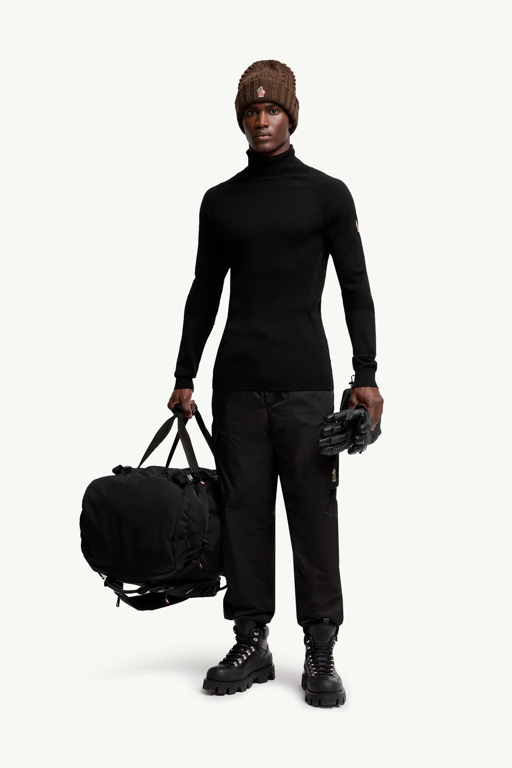 Wool Polo Neck Jumper Men Black Moncler 0