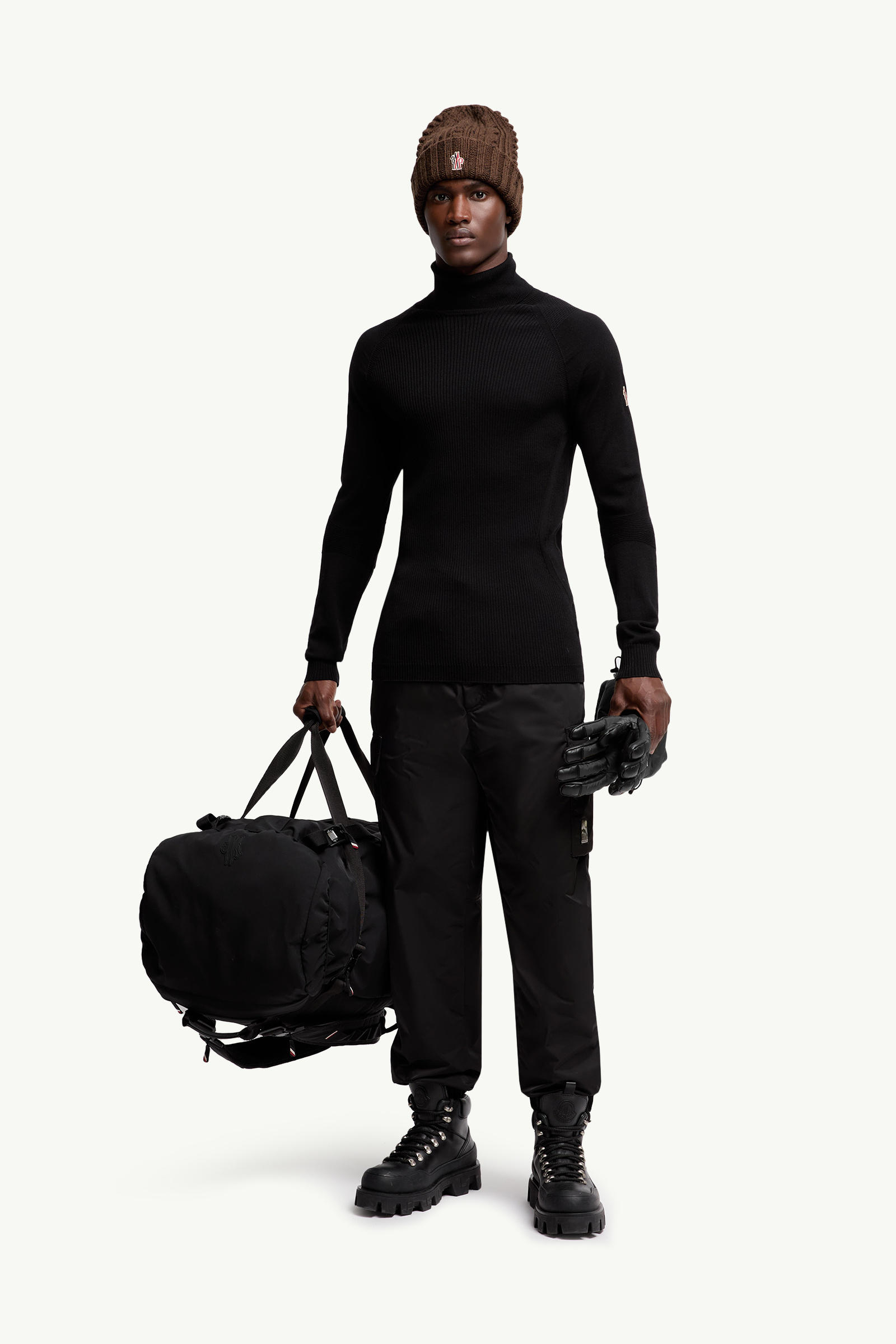 Wool Polo Neck Jumper Men Black Moncler 0
