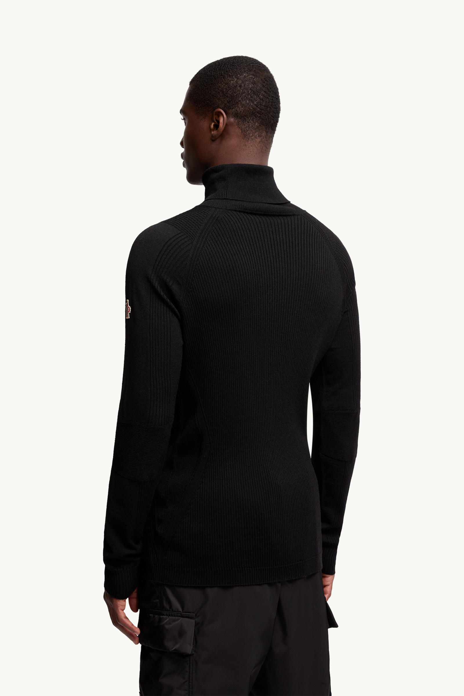 Wool Polo Neck Jumper Men Black Moncler 4