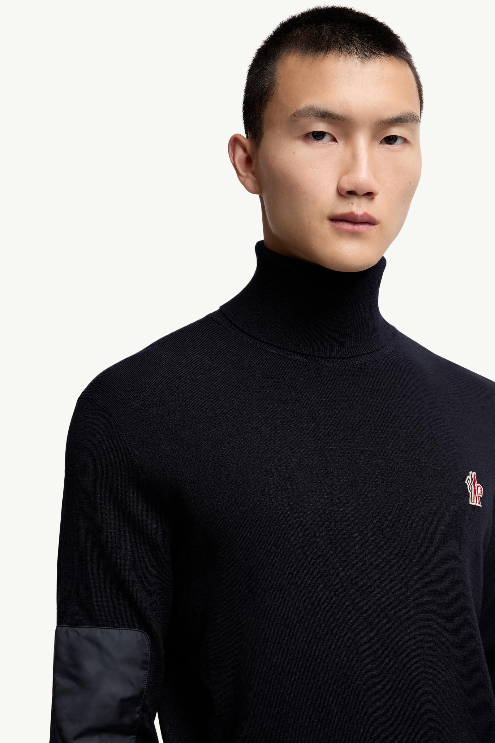 Navy Blue Wool Turtleneck Sweater - Sweaters & Cardigans for Men