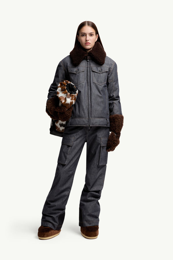 Giacca da Sci Imbottita in Denim Yunque Donna Grigio Scuro Moncler 0
