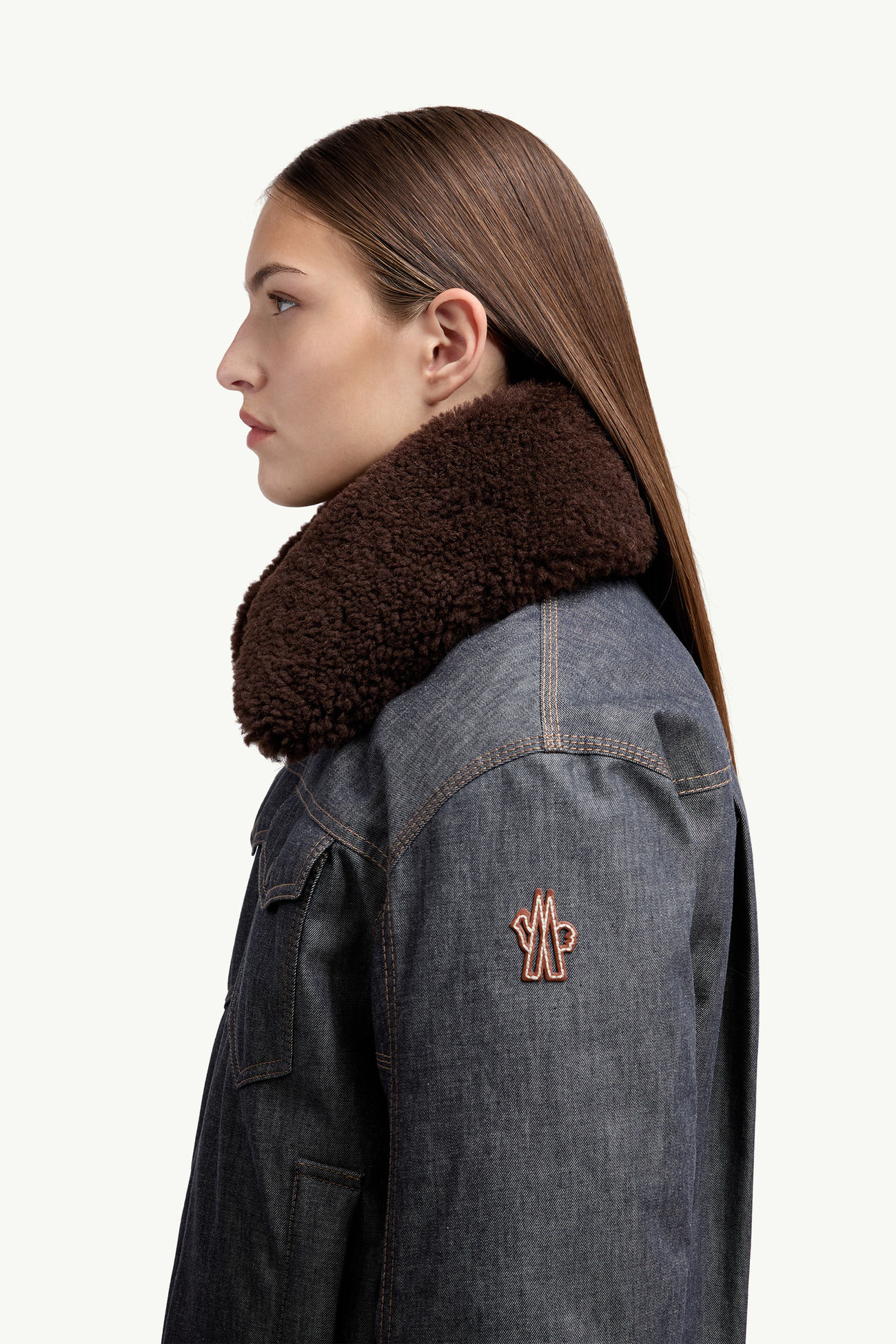 Plumífero de esquí de tejido vaquero Yunque Mujer Gris oscuro Moncler 1