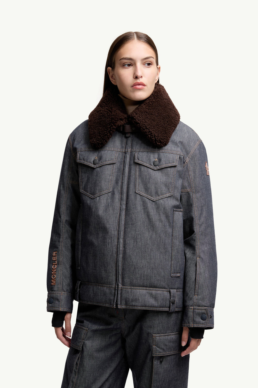 Yunque Daunen-Skijacke aus Denim Damen Dunkelgrau Moncler 3