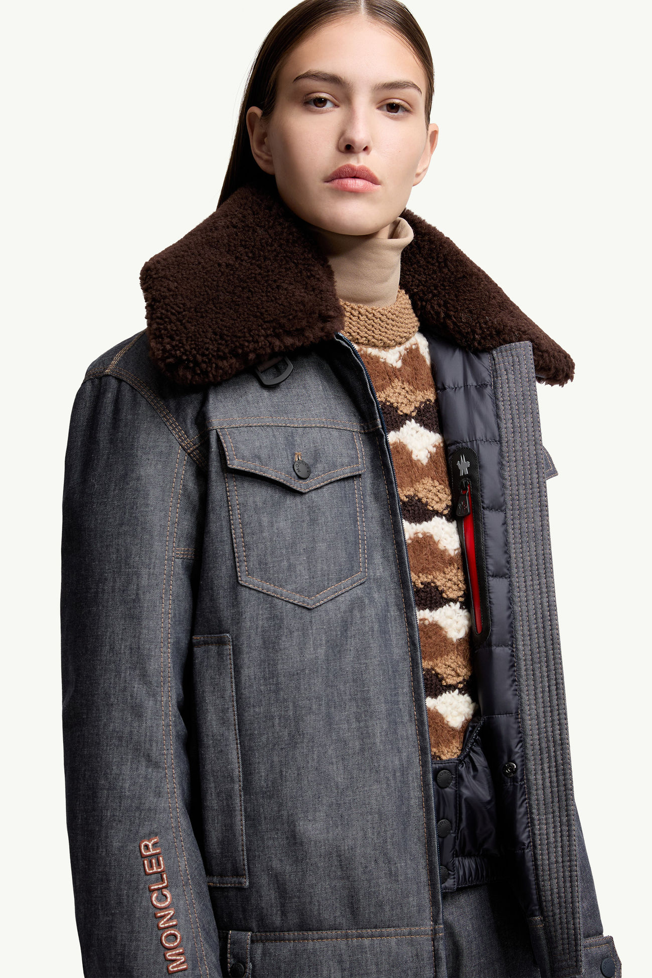 Yunque Denim Down Ski Jacket Women Dark Gray Moncler 5