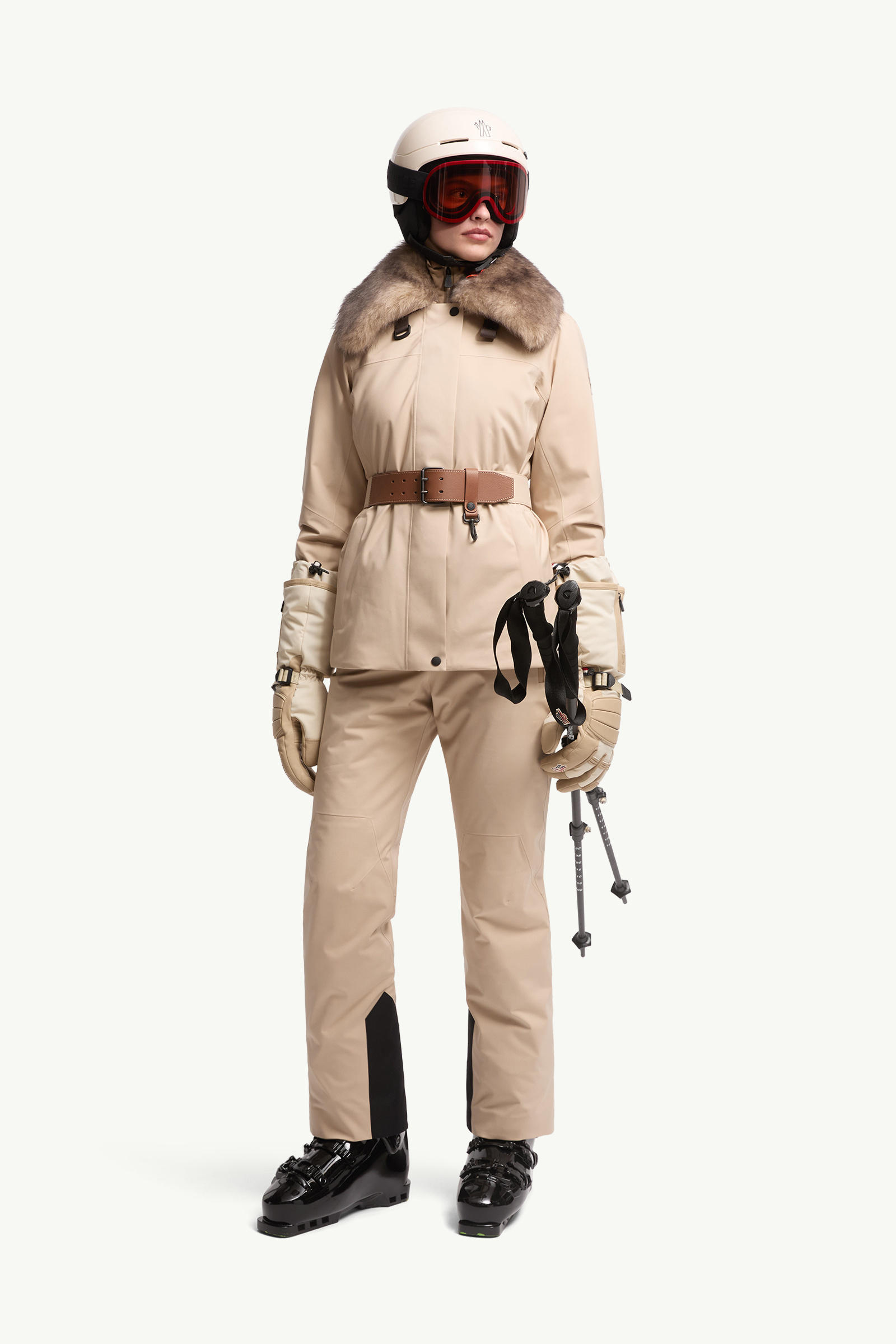 Vizelles Shearling-Trimmed Ski Jacket Women Light Beige Moncler 0