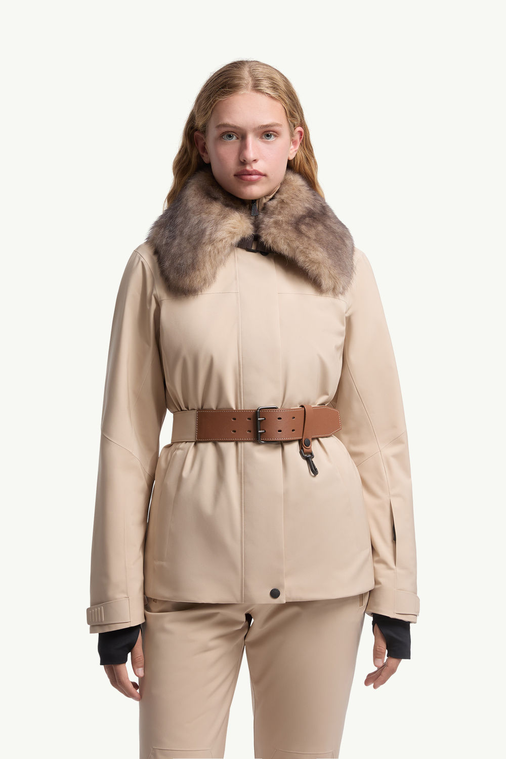 Vizelles Shearling-Trimmed Ski Jacket Women Light Beige Moncler 3