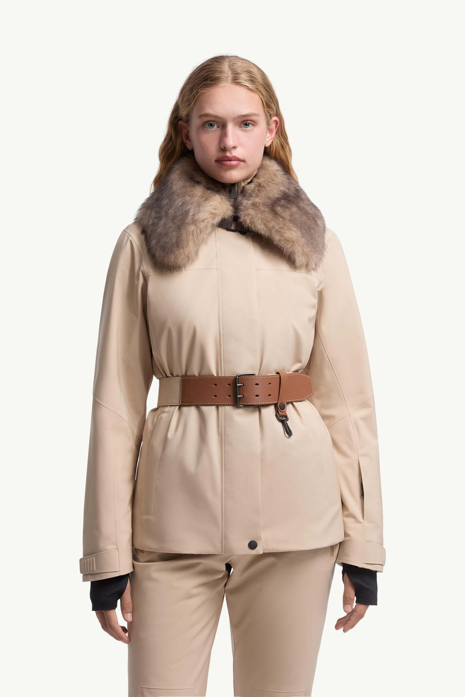 Vizelles Shearling-Trimmed Ski Jacket Women Light Beige Moncler 3