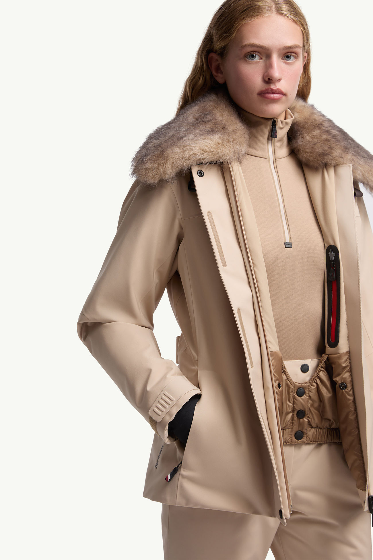 Vizelles Skijacke mit Shearling-Besatz Damen Hellbeige Moncler 6
