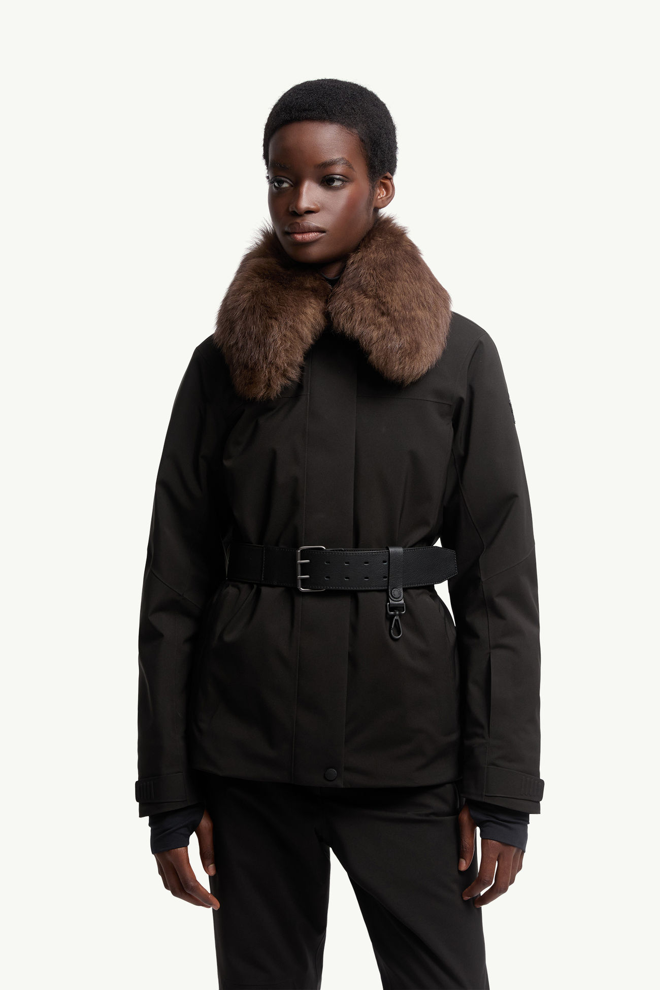 Vizelles女士羊毛饰边滑雪夹克外套 女士 黑色 Moncler 3