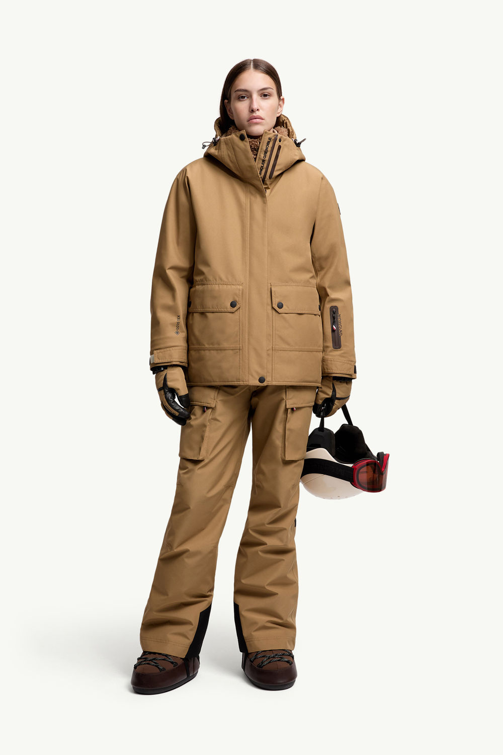 Bwindi GORE-TEX Laminate Hooded Down Ski Jacket Women Light Brown Moncler 0