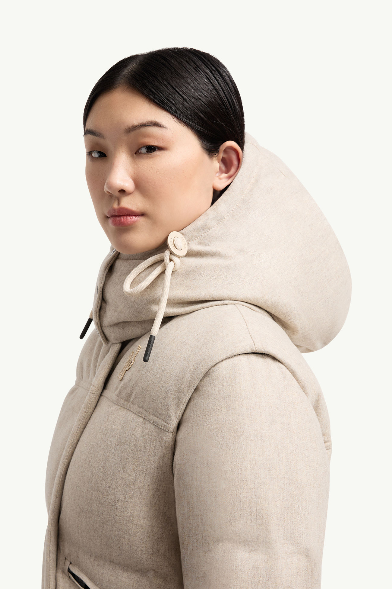 Yintab連帽羊毛滑雪羽絨外套 女士 米色 Moncler 1