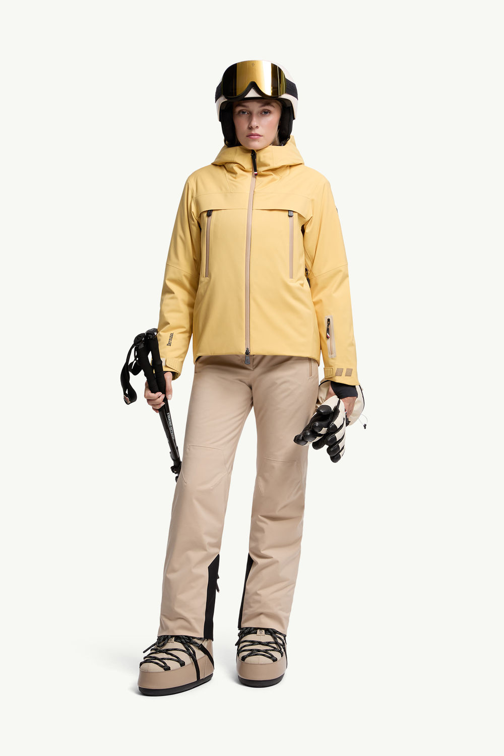 Chanavey Hooded Ski Jacket Women Ochre Yellow Moncler 0
