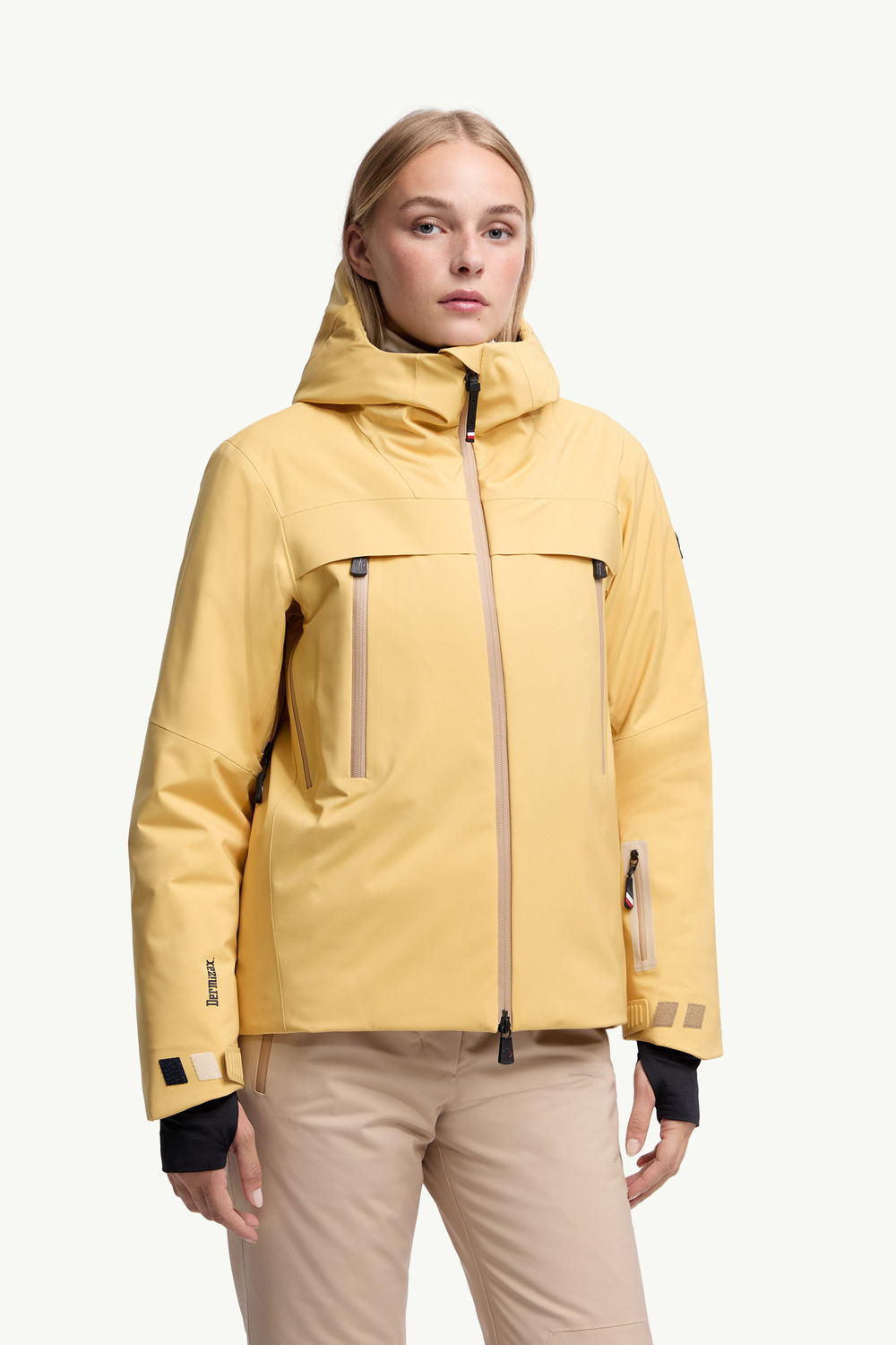 Chanavey Hooded Ski Jacket Women Ochre Yellow Moncler 3