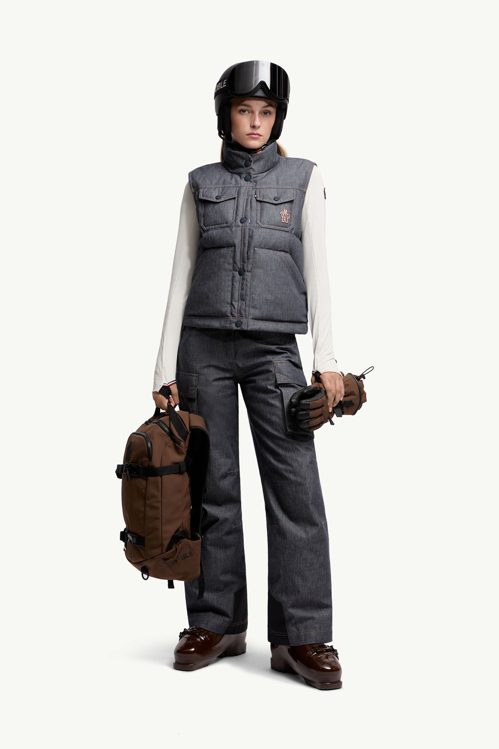 Knysna Daunenweste aus Denim Damen Dunkelgrau Moncler 0