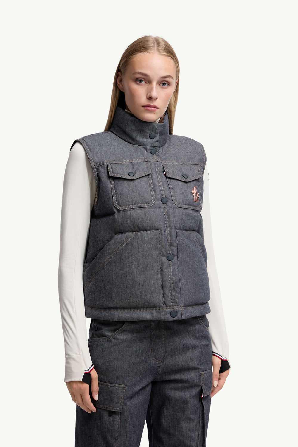 Knysna Daunenweste aus Denim Damen Dunkelgrau Moncler 3