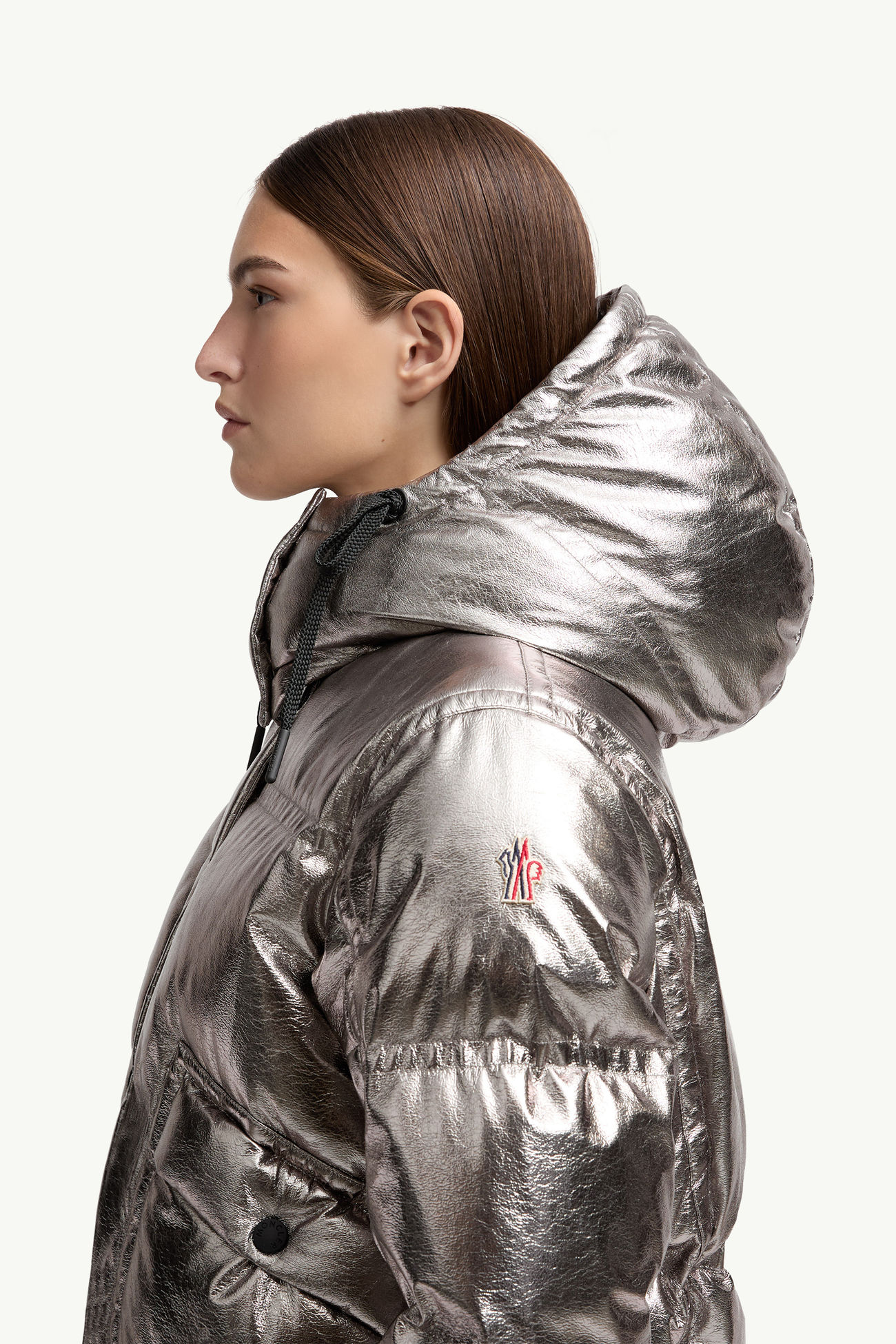 Giacca da sci metallizzata con cappuccio Calaque Donna Argento Moncler 1