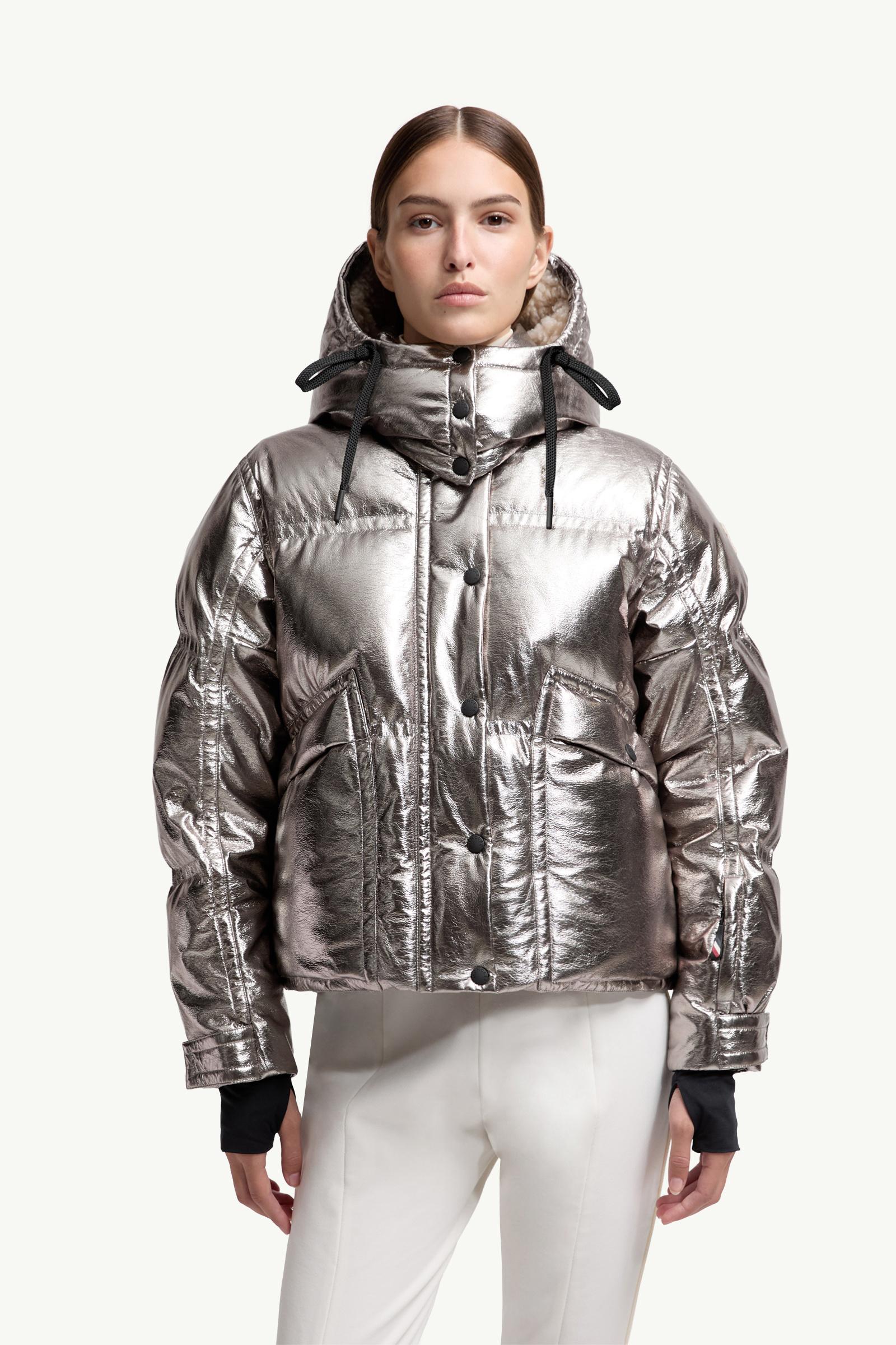 Silver Calaque Metallic Hooded Insulated Ski Jacket - Short Down