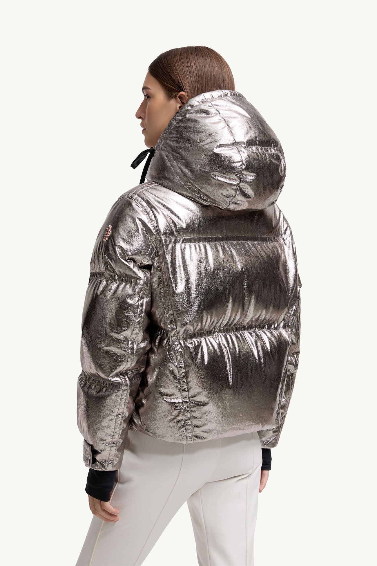 Calaque Metallic Hooded Insulated Ski Jacket Women Silver Moncler 4