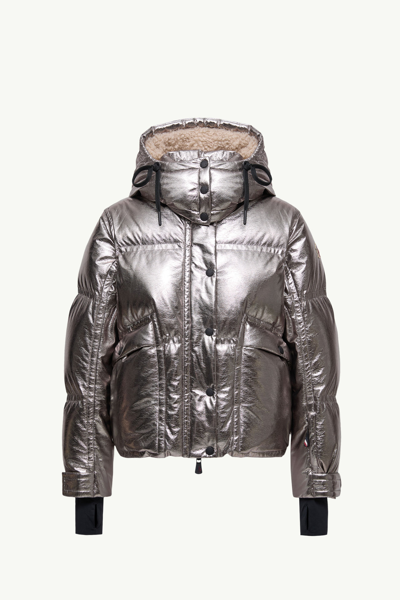 Calaque Metallic Hooded Down Ski Jacket Women Silver Moncler 2