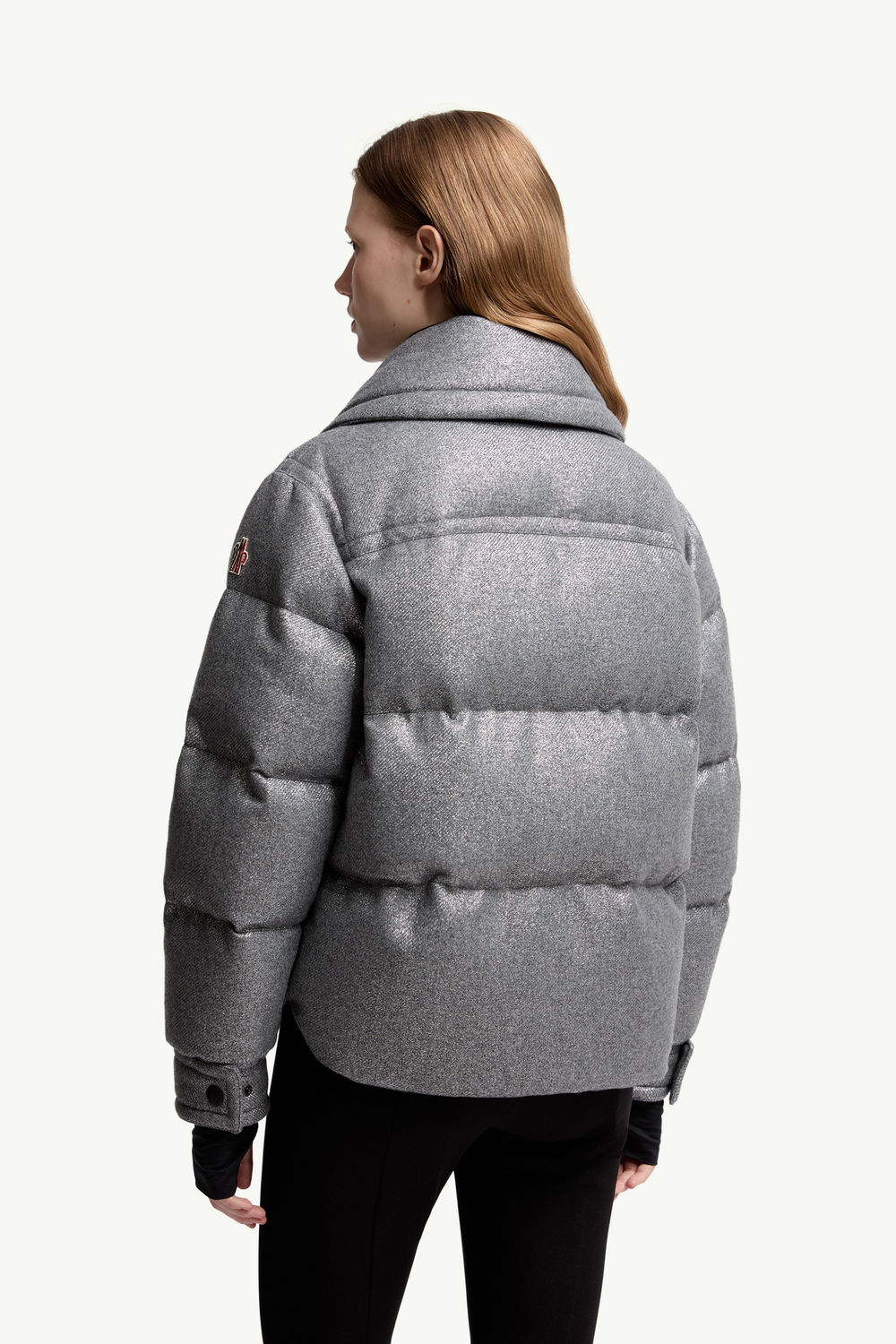 Sandane Metallic Wool Blend Short Down Jacket Women Gray Moncler 4