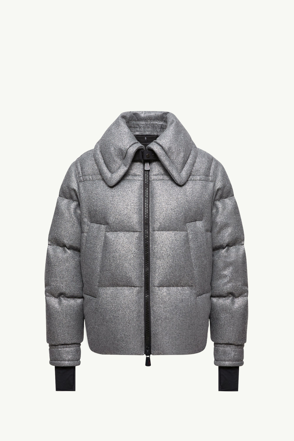 Sandane Metallic Wool Blend Short Down Jacket Women Gray Moncler 2