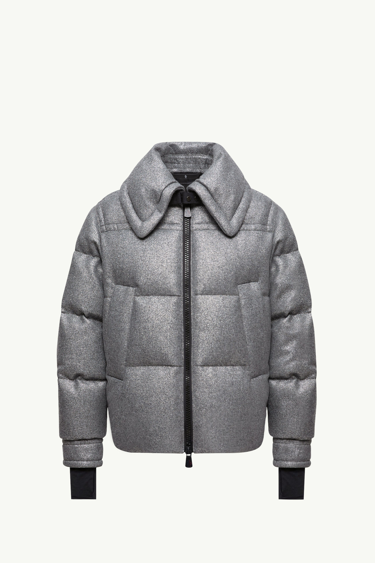 Sandane Metallic Wool Blend Short Down Jacket Women Gray Moncler 2