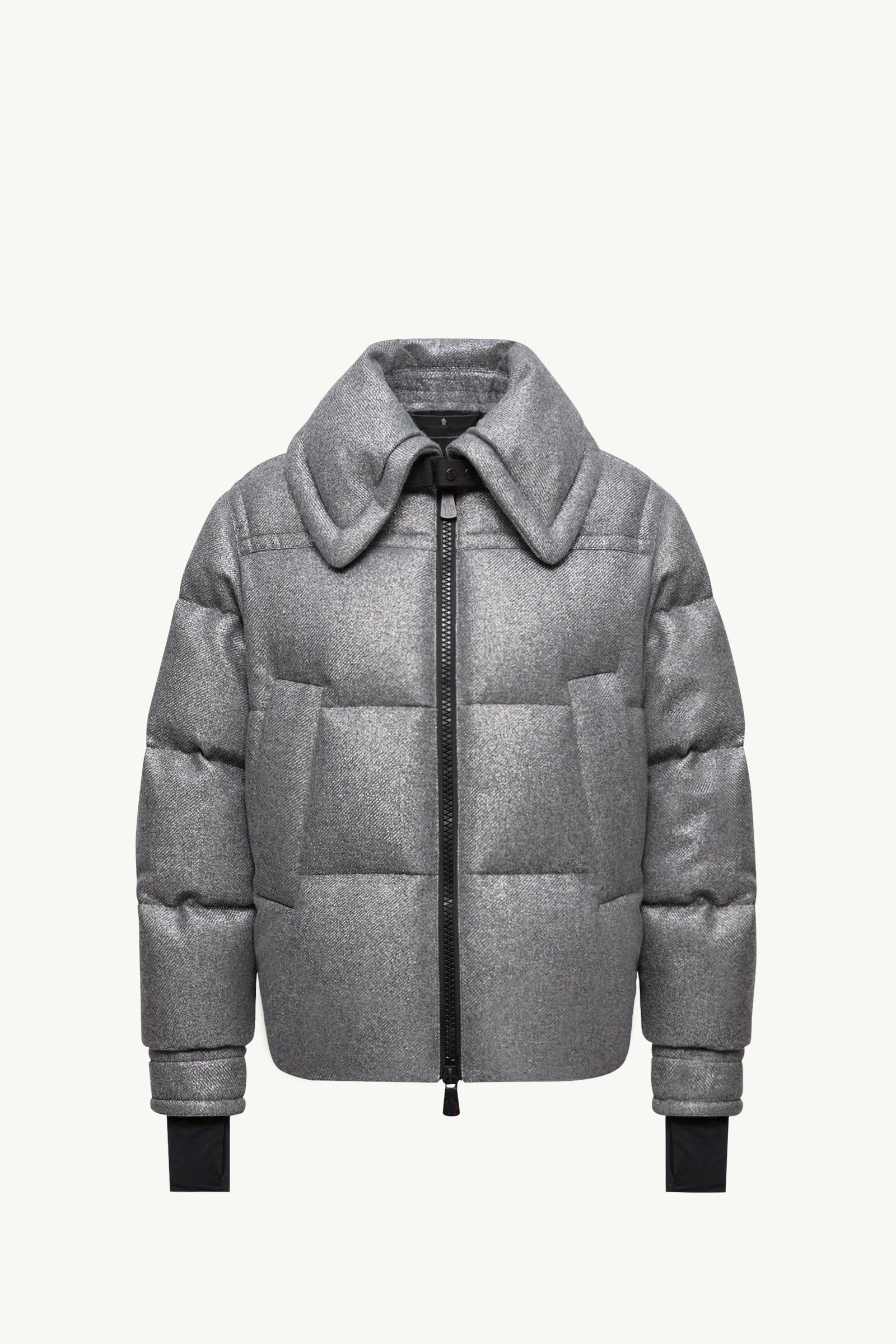 Grey Sandane Metallic Wool Blend Short Down Jacket - Short Down