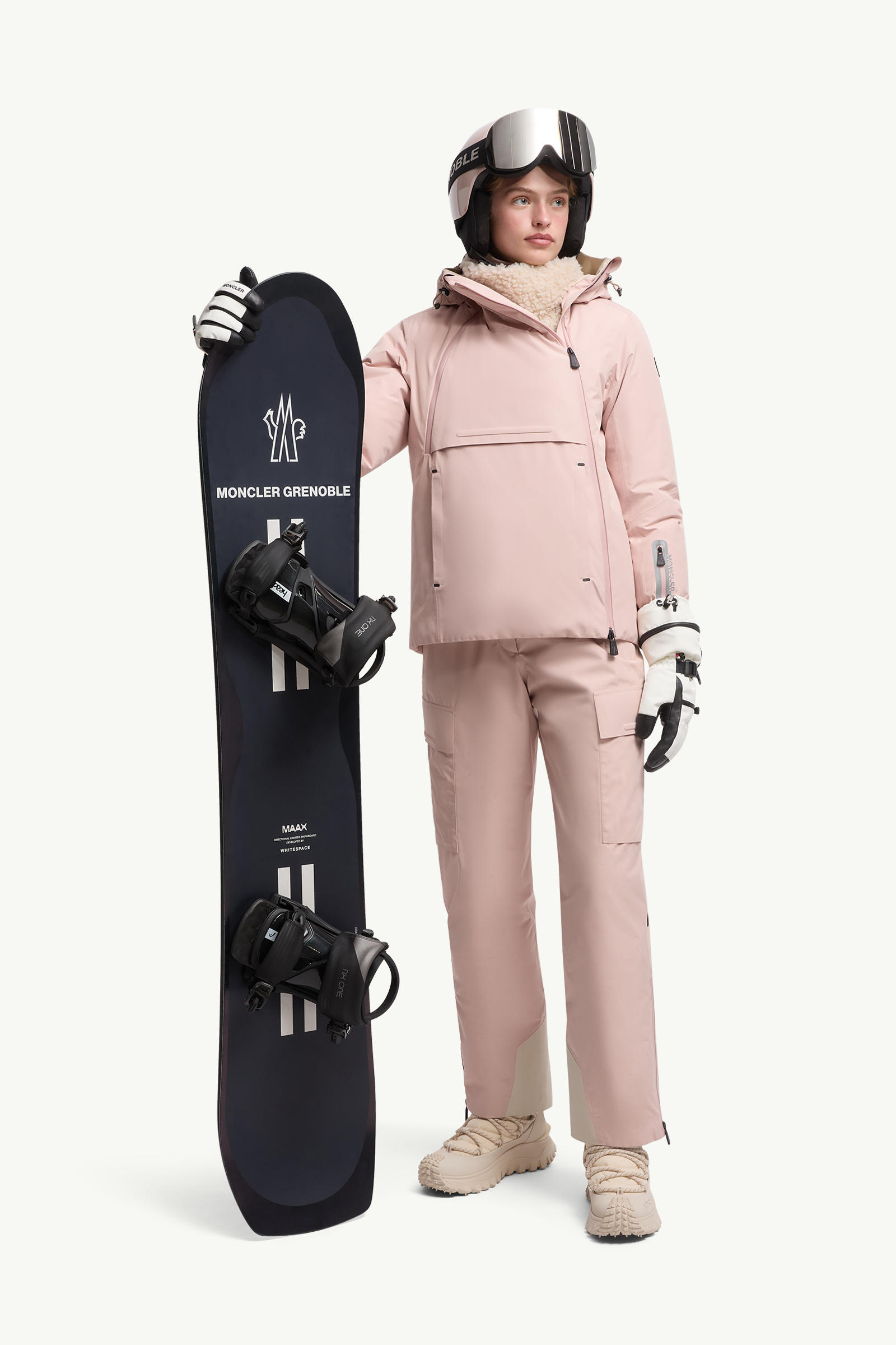 Ampay GORE-TEX Hooded Padded Ski Jacket Women Pink Moncler 0