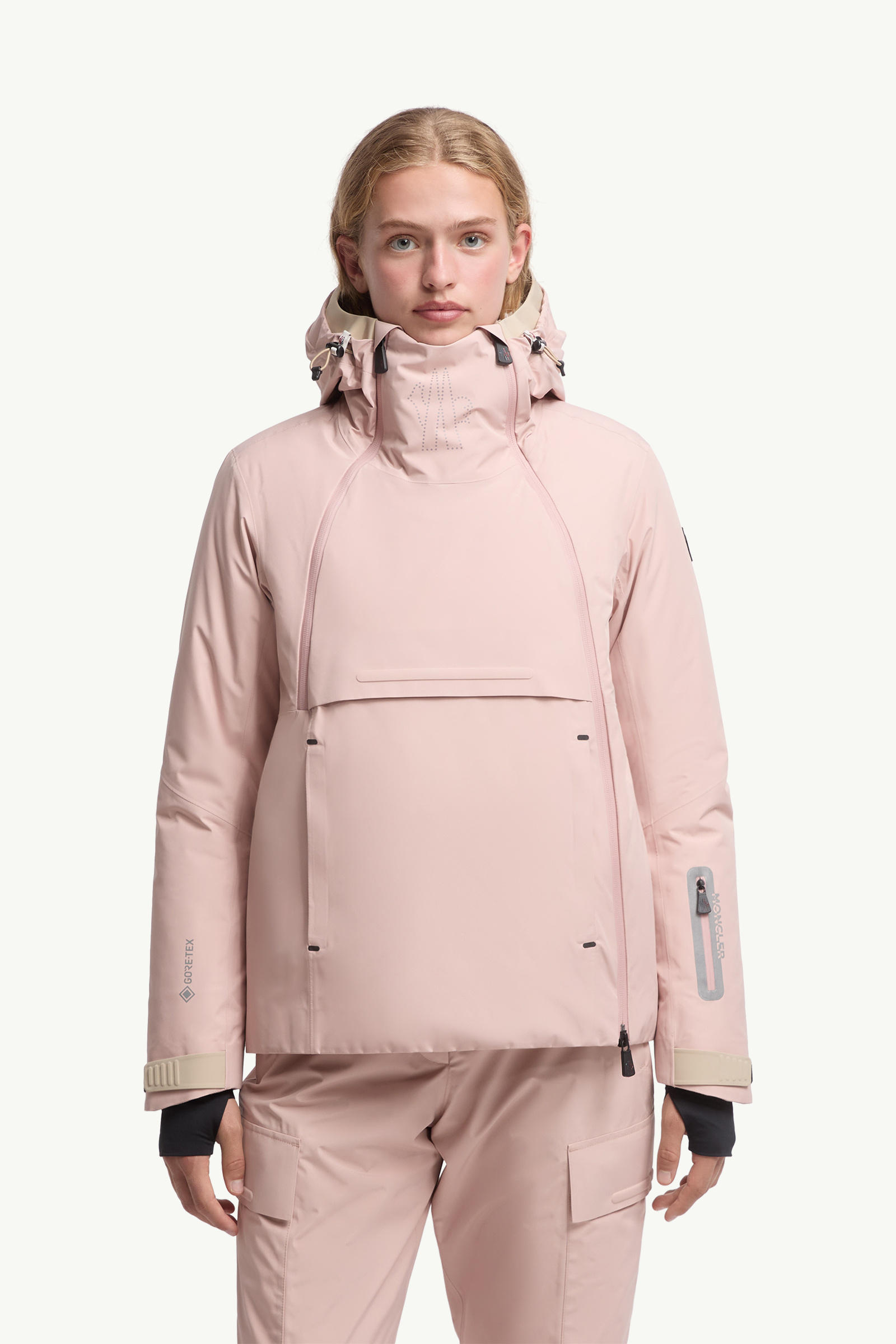 Ampay GORE-TEX Hooded Padded Ski Jacket Women Pink Moncler 3