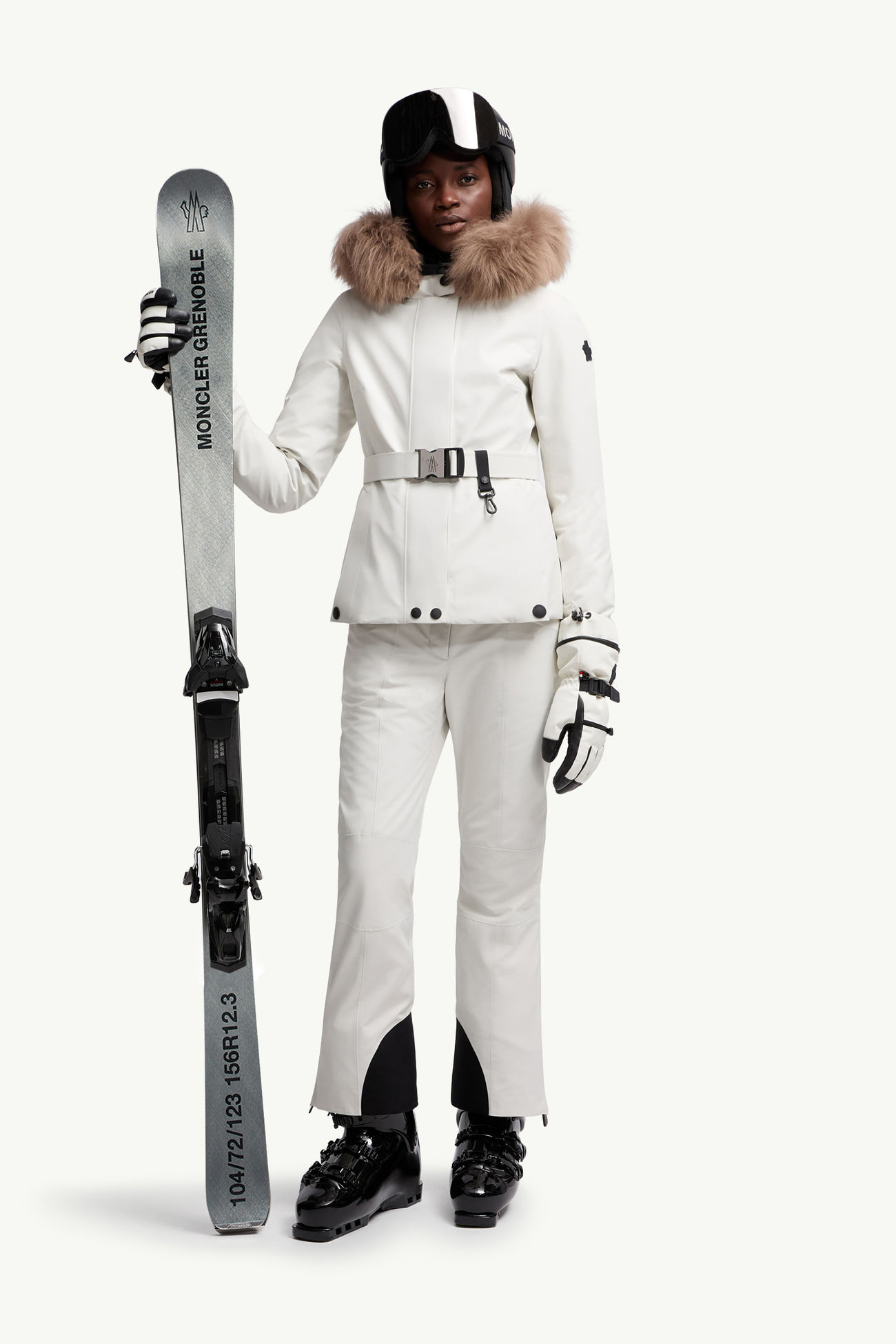 Giacca da sci Laplance in GORE-TEX® con cappuccio e dettaglio in shearling Donna Bianco Moncler 0