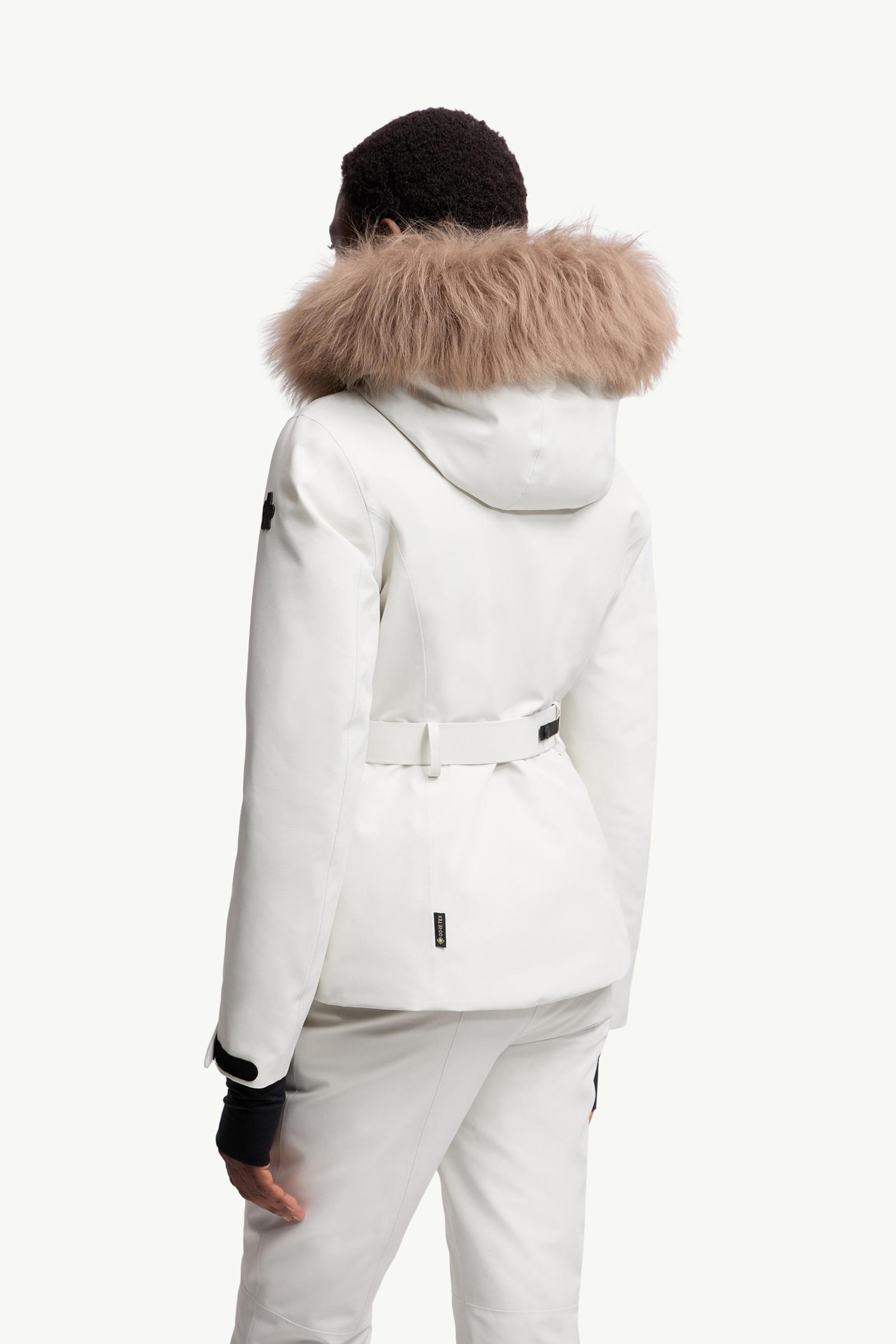 MONCLER ホワイト スキーウェア 女性用 White Laplance GORE-TEX® Shearling-Trimmed Hooded Insulated Ski