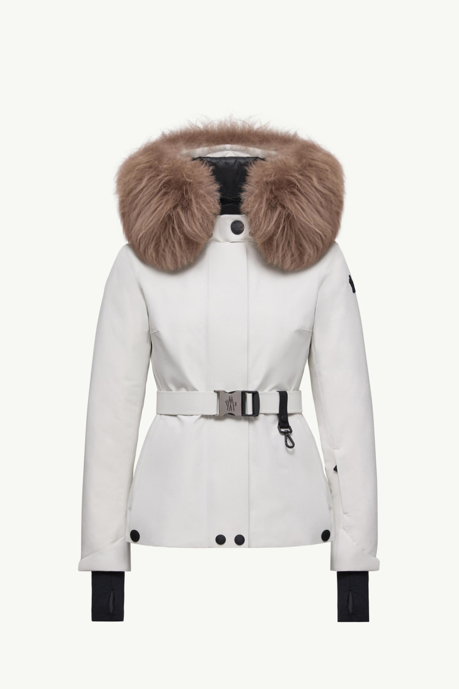 MONCLER ホワイト スキーウェア 女性用 White Laplance GORE-TEX Shearling-Trimmed Hooded Down Ski Jacket