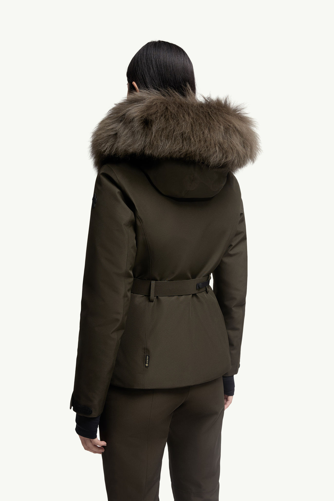 Laplance GORE-TEX Daunen-Skijacke mit Shearling-Besatz und Kapuze Damen Dunkelgrün Moncler 4