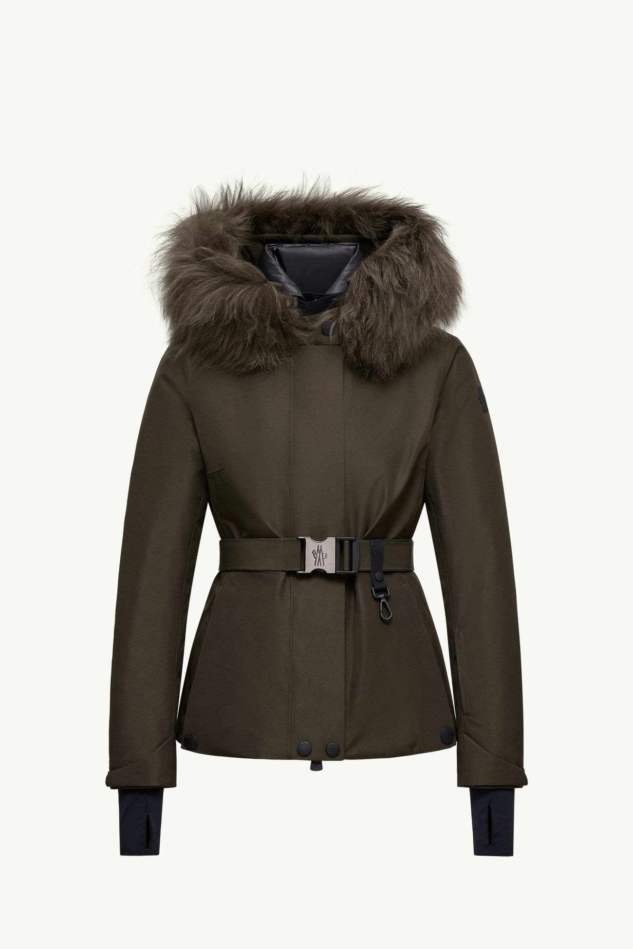 Plumífero esquí con capucha y ribete GORE-TEX de lana de oveja joven Mujer Verde Oscuro Moncler 2