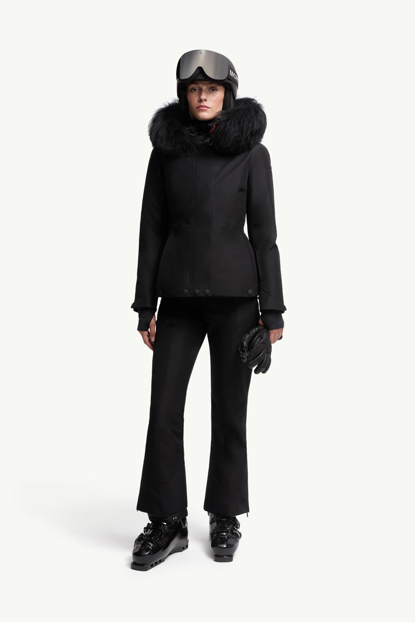 Laplance GORE-TEX Shearling-Trimmed Hooded Down Ski Jacket Women Black Moncler 0