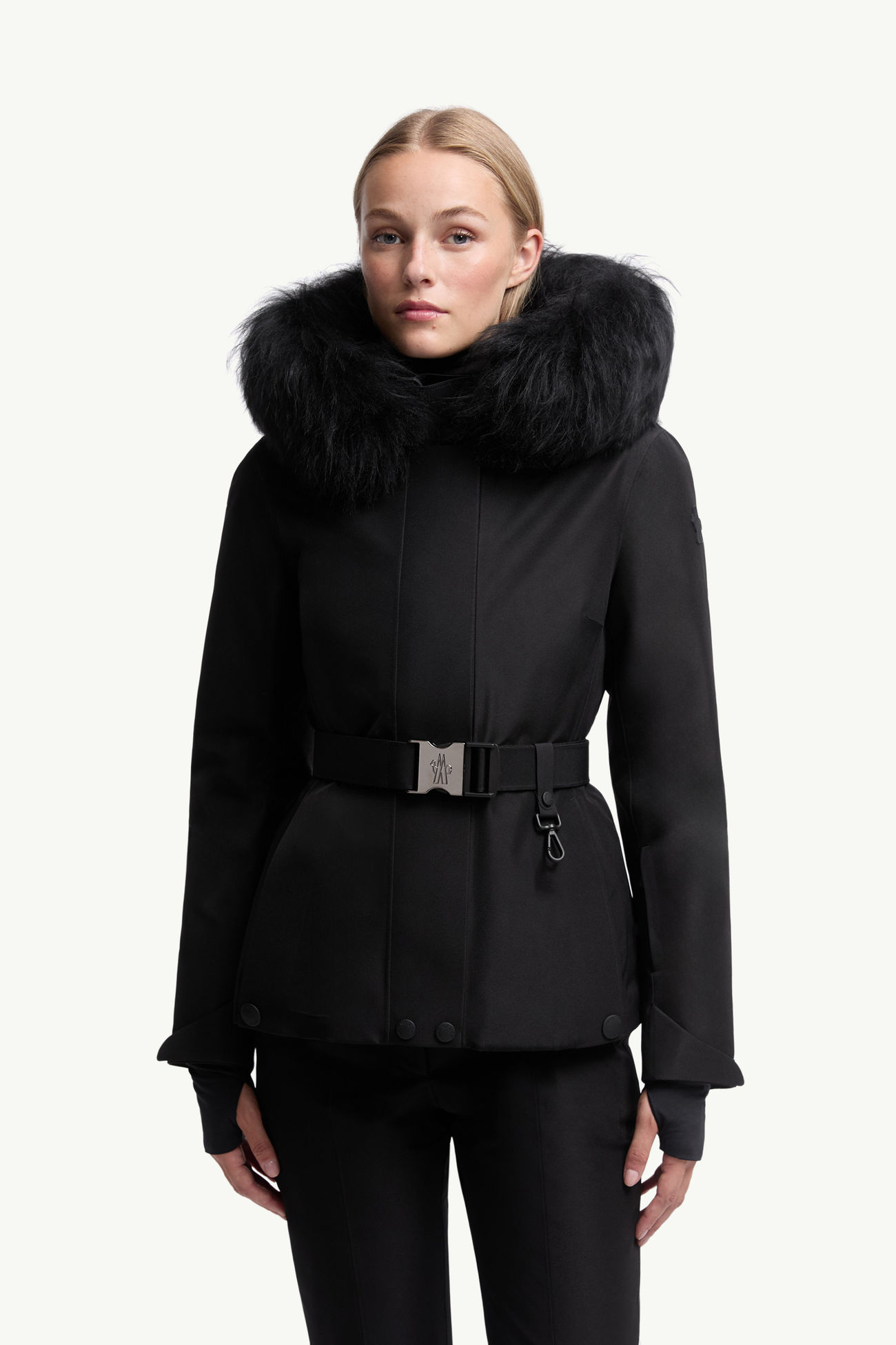 Doudoune de ski à capuche bordée de shearling Laplance en GORE-TEX Femmes Noir Moncler 3