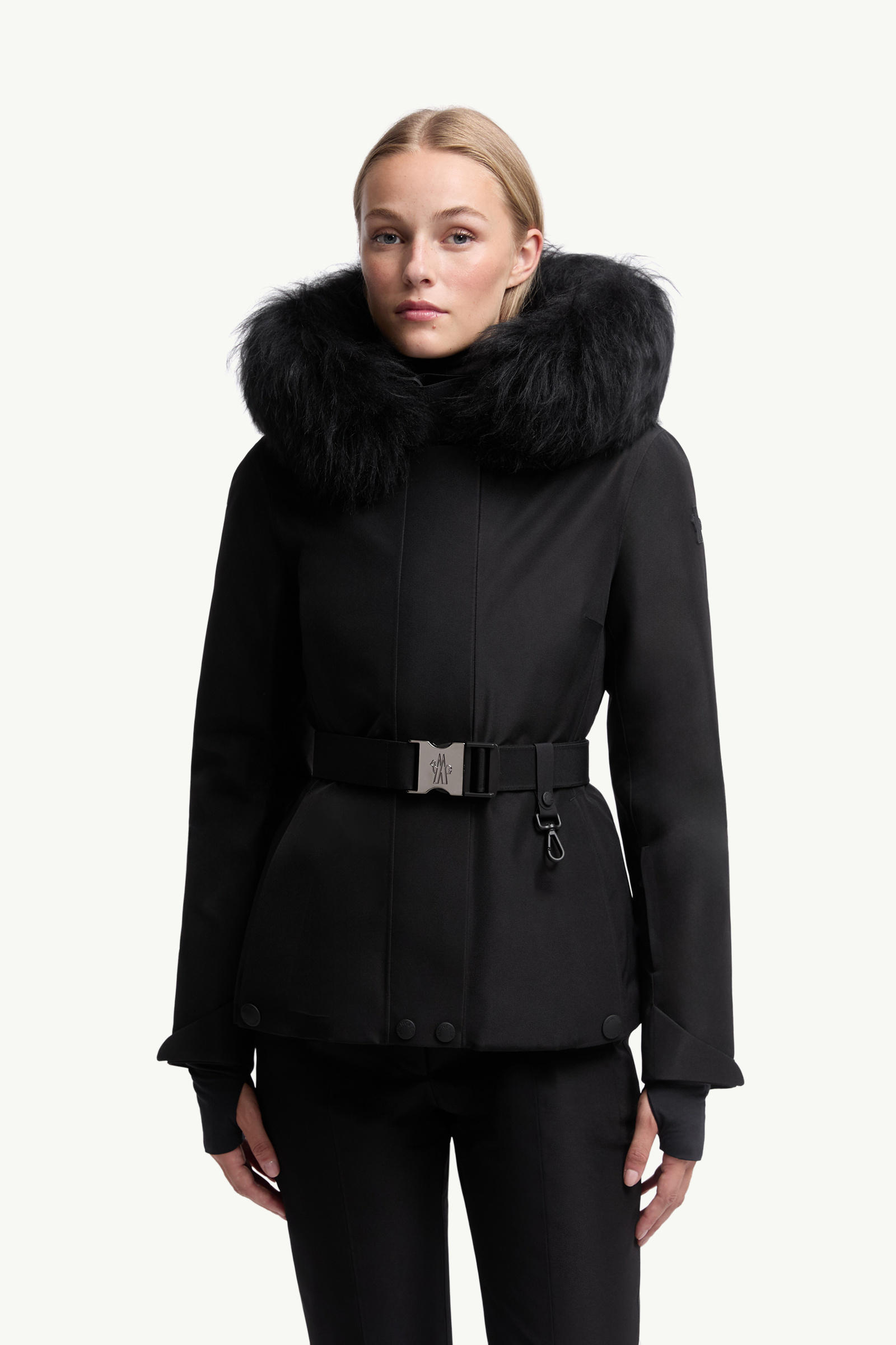 Laplance GORE-TEX Shearling-Trimmed Hooded Down Ski Jacket Women Black Moncler 3