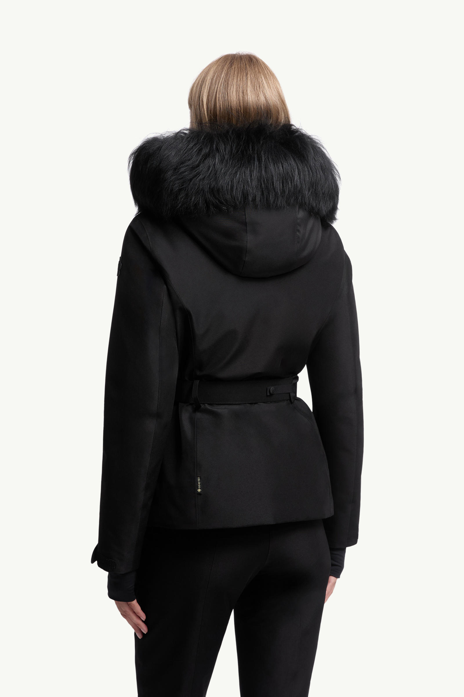Laplance GORE-TEX Shearling-Trimmed Hooded Down Ski Jacket Women Black Moncler 4