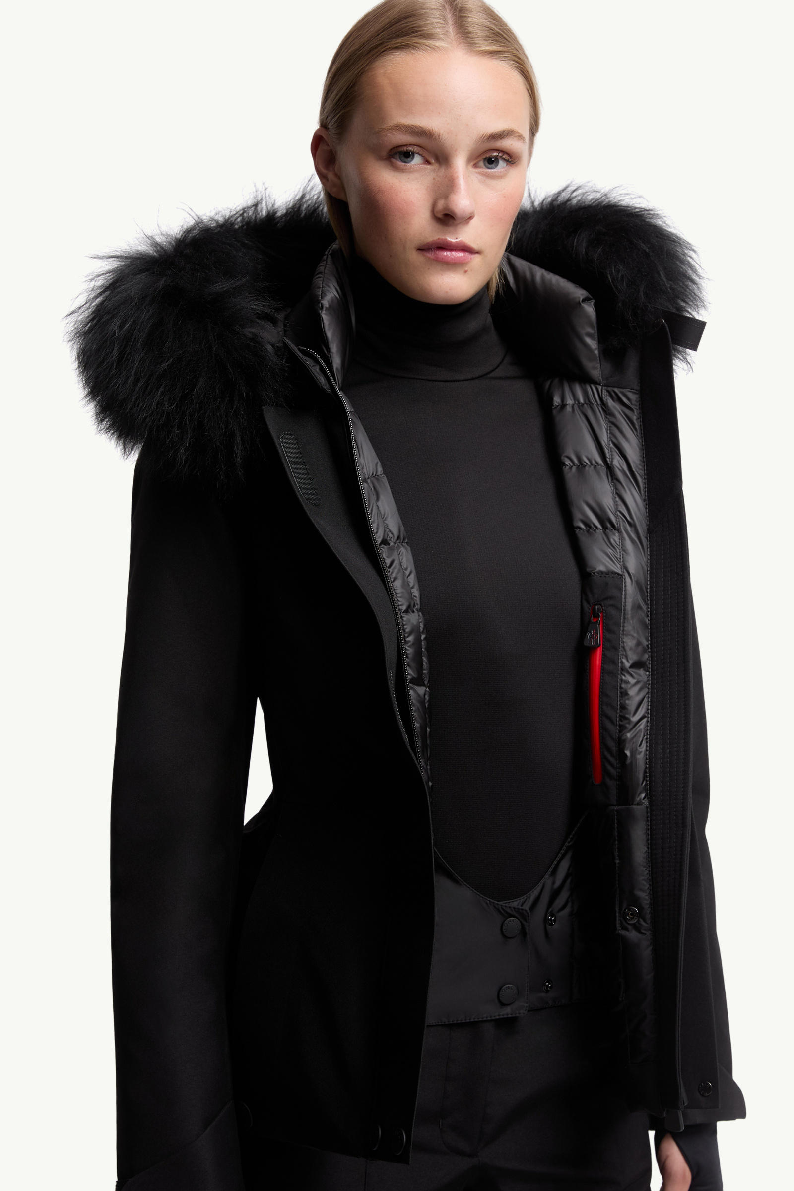 Laplance GORE-TEX Shearling-Trimmed Hooded Down Ski Jacket Women Black Moncler 5