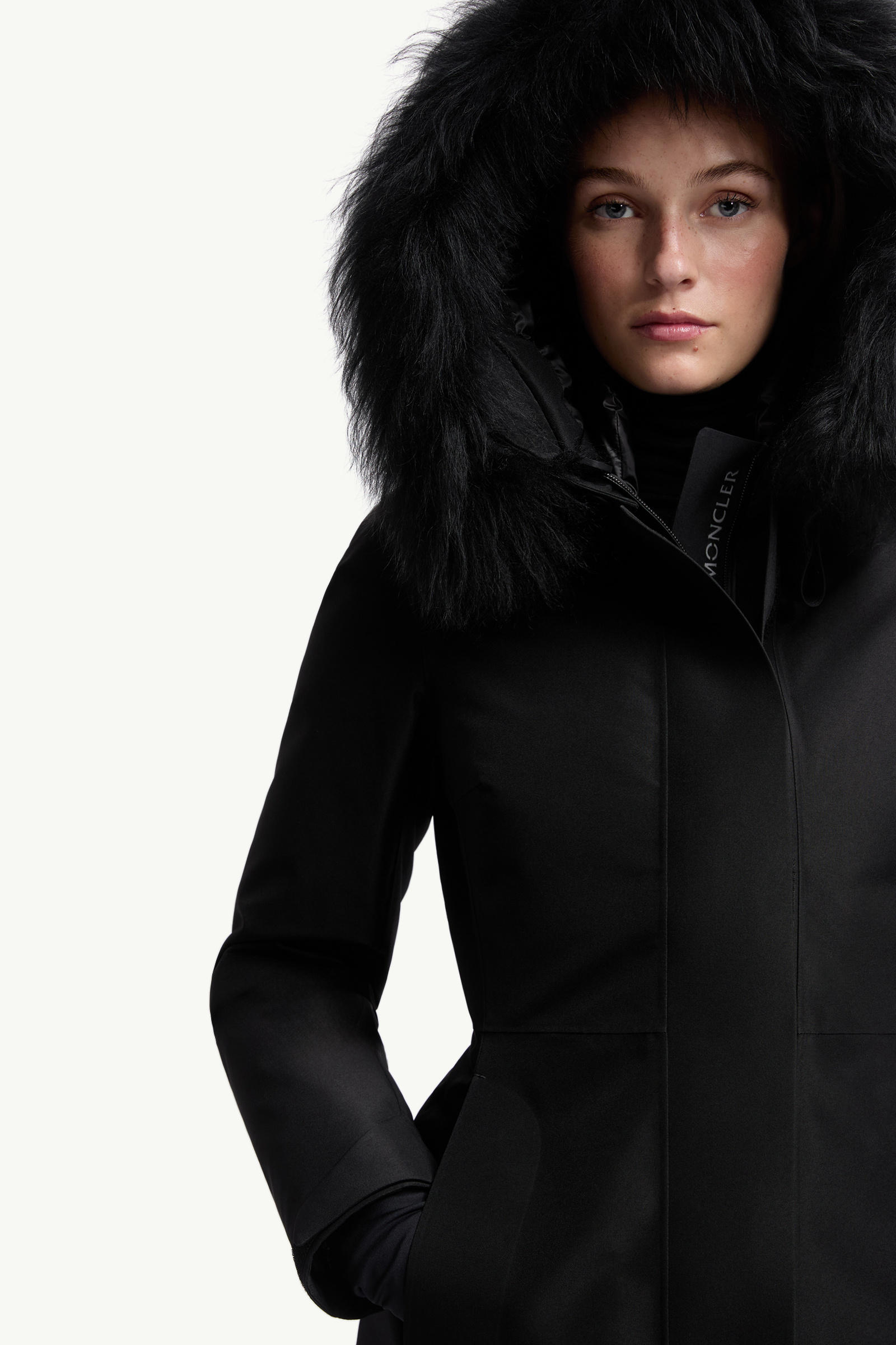 Laplance GORE-TEX Shearling-Trimmed Hooded Down Ski Jacket Women Black Moncler 7