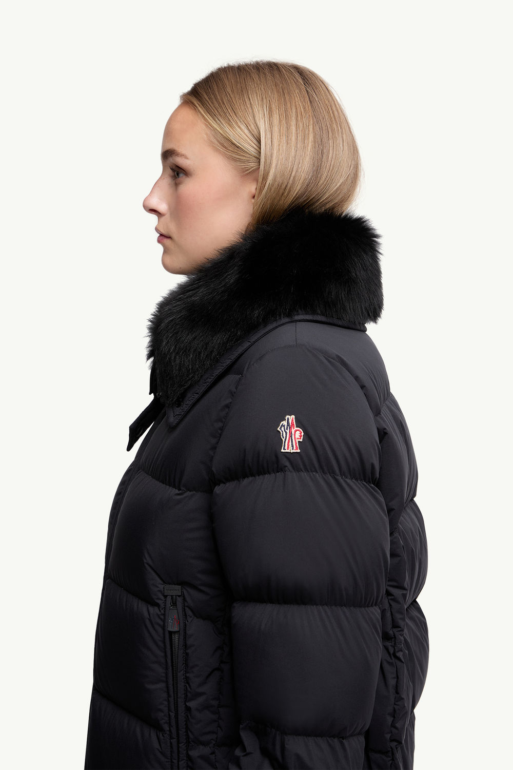 Arabbas Hooded Shearling Down Ski Jacket Women Black Moncler 1