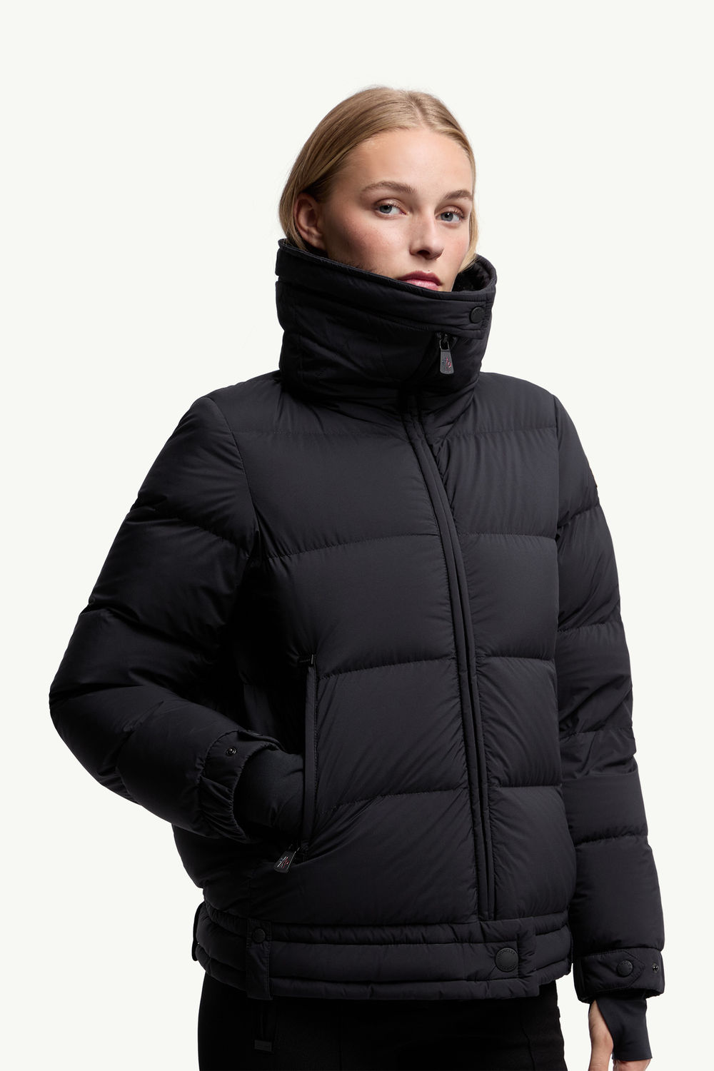 Arabbas Hooded Shearling Down Ski Jacket Women Black Moncler 5