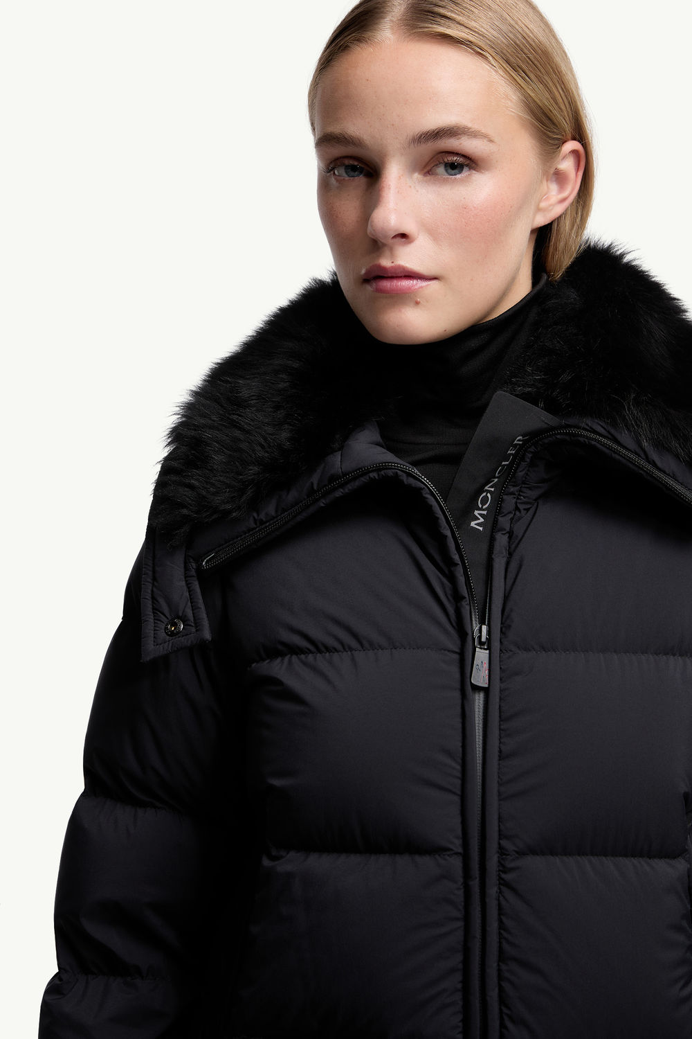 Arabbas Hooded Shearling Down Ski Jacket Women Black Moncler 6