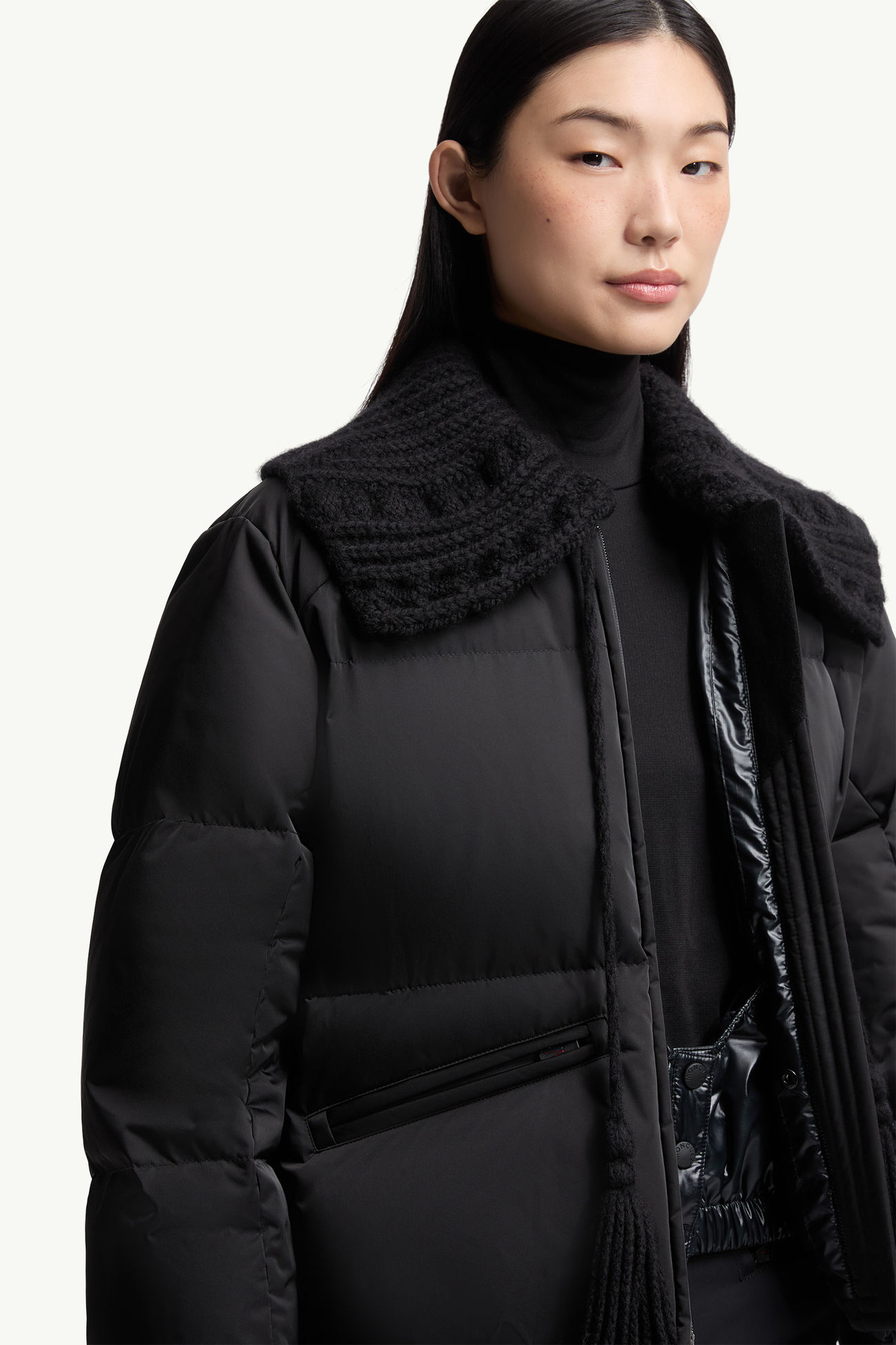 Furtschellas羊毛飾邊滑雪羽絨外套 女士 黑色 Moncler 5