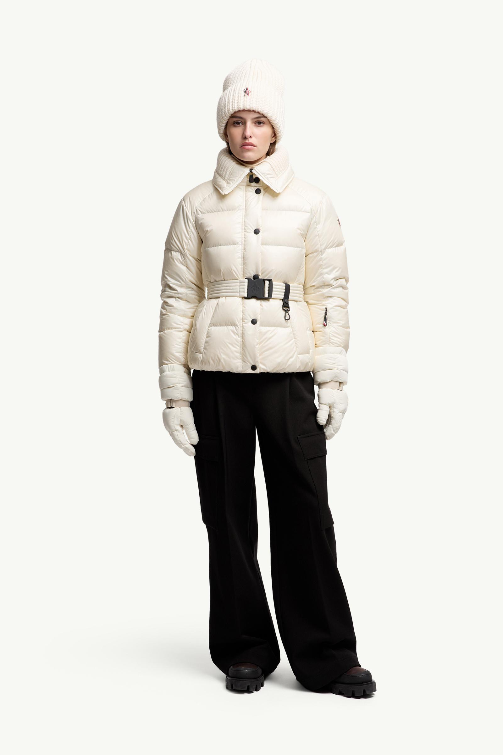 White Ivory Bataillouse Belted Down Ski Jacket - Short Down