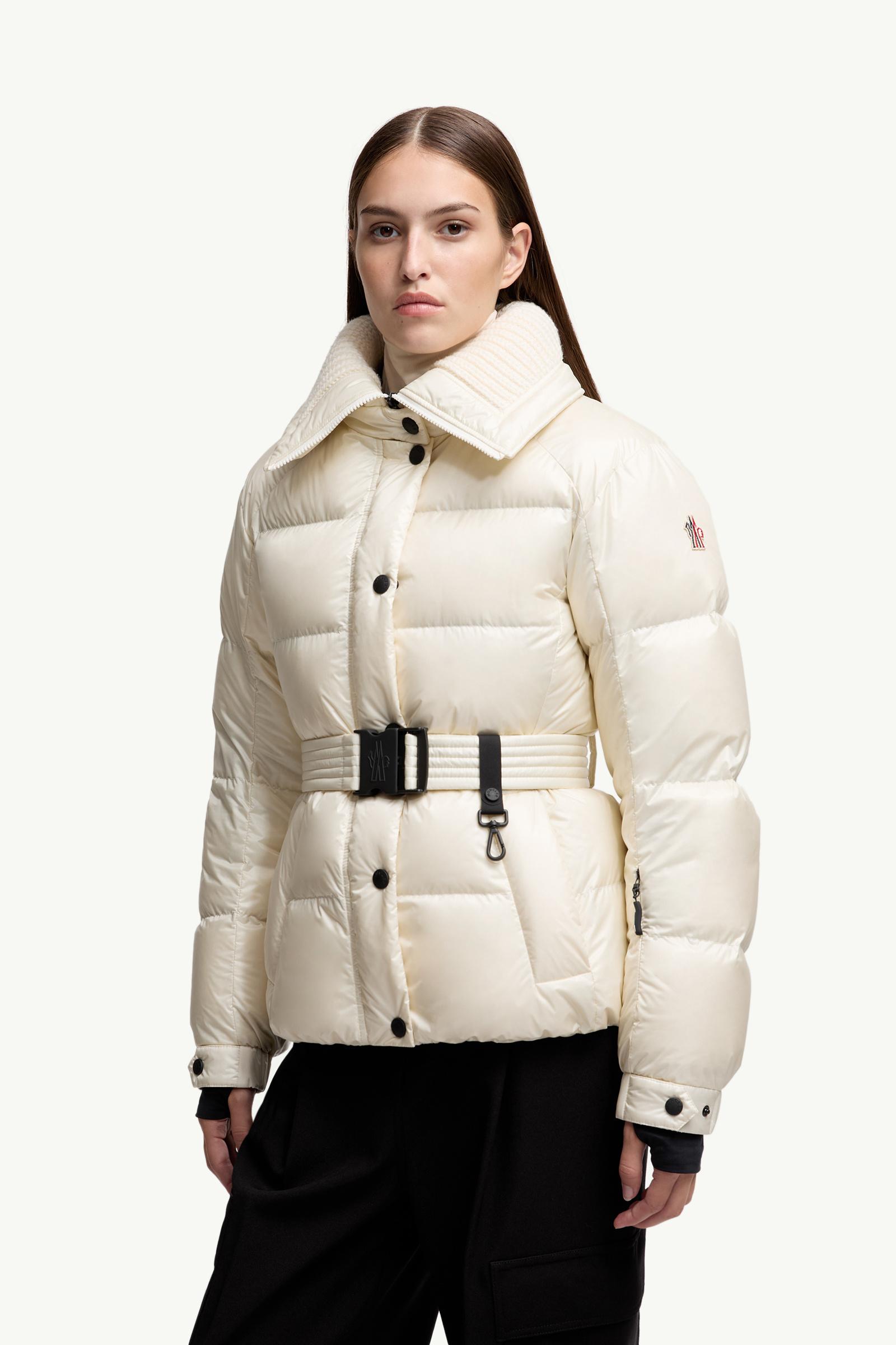 White Ivory Bataillouse Belted Insulated Ski Jacket - Short Down